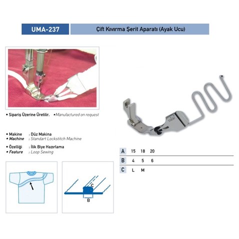 Çift%20Kıvırma%20Şerit%20Apara(Ayak%20Ucu)25X6mm/UMA-237(KS66)