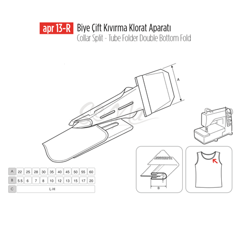 Biye Çift Kıvırma Klorat(Etek) Apara 60X20mm / APR 13-R